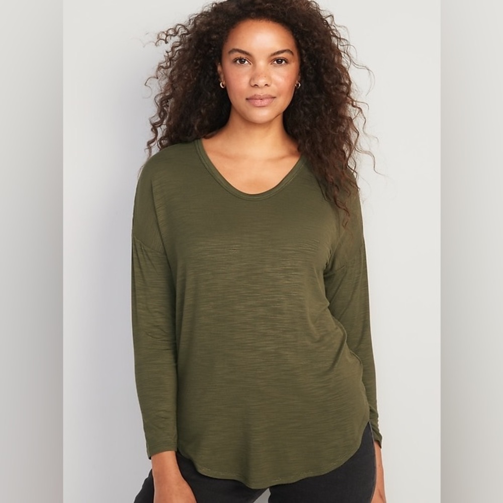 Old Navy Luxe Long-Sleeve Voop-Neck Tunic T-Shirt for Women
